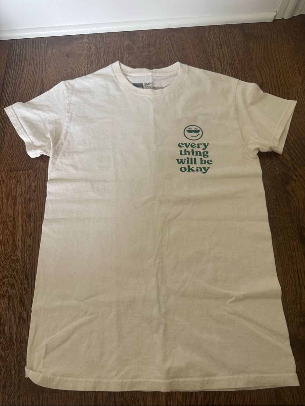 Young & Reckless Cream Tee with Green 'Everything Will Be Okay' Graphic